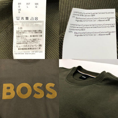 【中古】HUGO BOSS | ヒューゴボス フロックプリントロゴスウェット スウェット 50477309 2023S/S 国内正規品 オリーブ サイズ：L