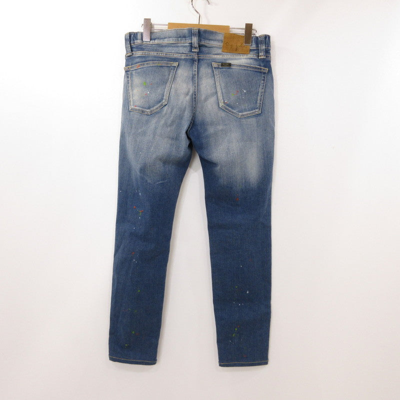 【中古】BIG JOHN | ビッグジョン CARROT LEG デニムパンツ MMM134J ペイント加工 ブルー サイズ：28