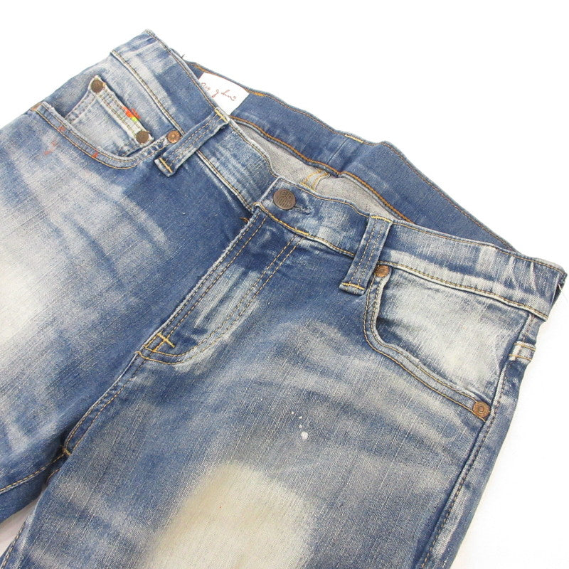 【中古】BIG JOHN | ビッグジョン CARROT LEG デニムパンツ MMM134J ペイント加工 ブルー サイズ：28