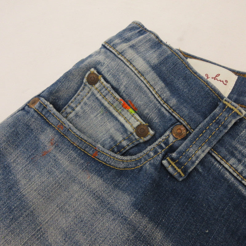 【中古】BIG JOHN | ビッグジョン CARROT LEG デニムパンツ MMM134J ペイント加工 ブルー サイズ：28