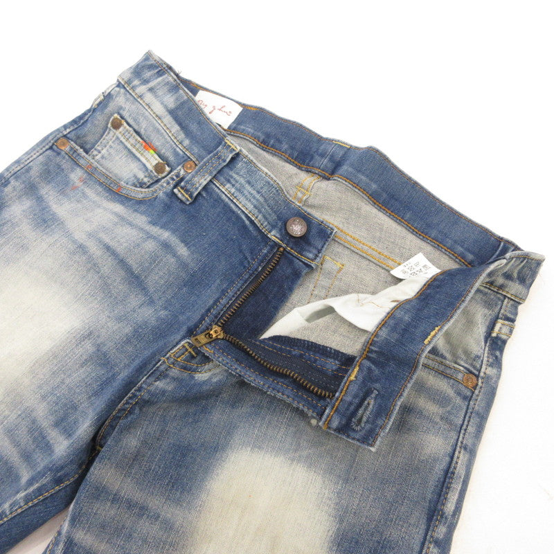 【中古】BIG JOHN | ビッグジョン CARROT LEG デニムパンツ MMM134J ペイント加工 ブルー サイズ：28