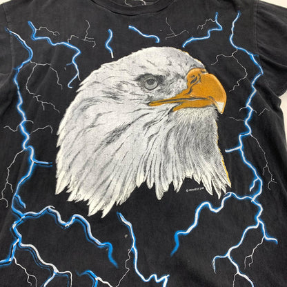 【中古】VINTAGE衣料 | ヴィンテージイリョウ サンダーイーグル 半袖Ｔシャツ ブラック