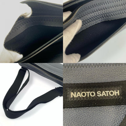 【中古】 スクエアボディバッグ ショルダーバッグ ネオプレンレザー ネイビー