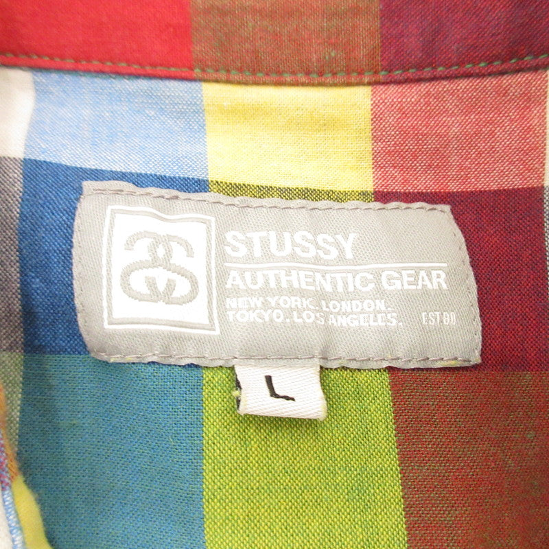 【中古】STUSSY | ステューシー 内ドットチェックストライプ 半袖シャツ サイズ：XL