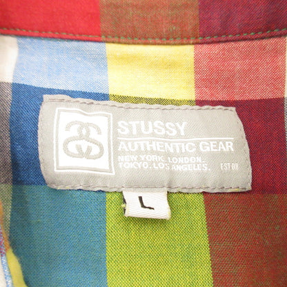 【中古】STUSSY | ステューシー 内ドットチェックストライプ 半袖シャツ サイズ：XL
