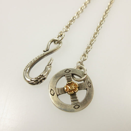 【中古】TADY&KING | タディアンドキング ｲｰｸﾞﾙﾌｯｸ&ﾚｷﾞｭﾗｰﾎｲｰﾙGPﾛｰｽﾞ付きﾁｪｰﾝ ネックレス シルバー