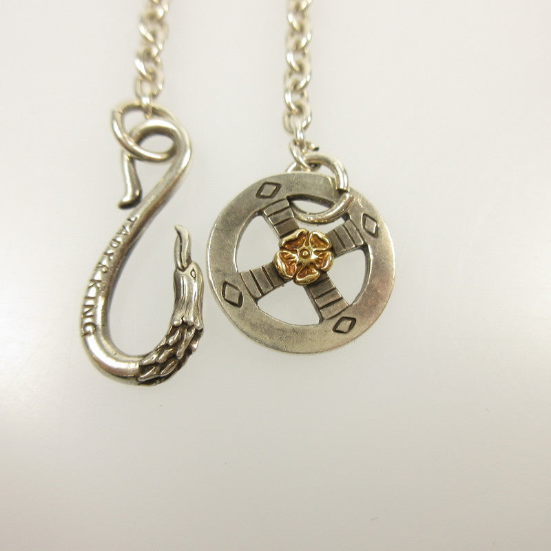 【中古】TADY&KING | タディアンドキング ｲｰｸﾞﾙﾌｯｸ&ﾚｷﾞｭﾗｰﾎｲｰﾙGPﾛｰｽﾞ付きﾁｪｰﾝ ネックレス シルバー