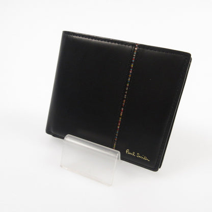 【中古】Paul Smith | ポール・スミス シグネチャーストライプインバーテッド 二つ折り財布 813025 ブラック