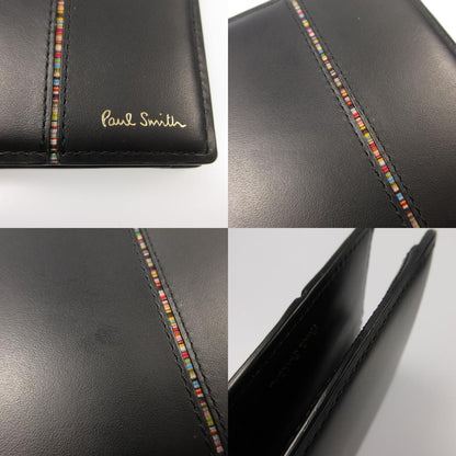 【中古】Paul Smith | ポール・スミス シグネチャーストライプインバーテッド 二つ折り財布 813025 ブラック