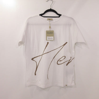 【中古】Herno | ヘルノ 手描き風ロゴプリントTシャツ 半袖Ｔシャツ JG000178D ホワイト サイズ：40
