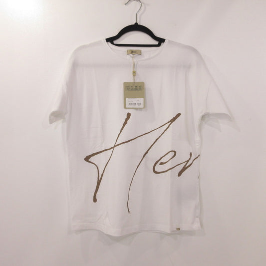 【中古】Herno | ヘルノ 手描き風ロゴプリントTシャツ 半袖Ｔシャツ JG000178D ホワイト サイズ：40