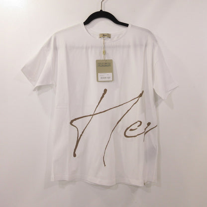 【中古】Herno | ヘルノ 手描き風ロゴプリントTシャツ 半袖Ｔシャツ JG000178D ホワイト サイズ：42