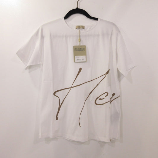 【中古】Herno | ヘルノ 手描き風ロゴプリントTシャツ 半袖Ｔシャツ JG000178D ホワイト サイズ：42