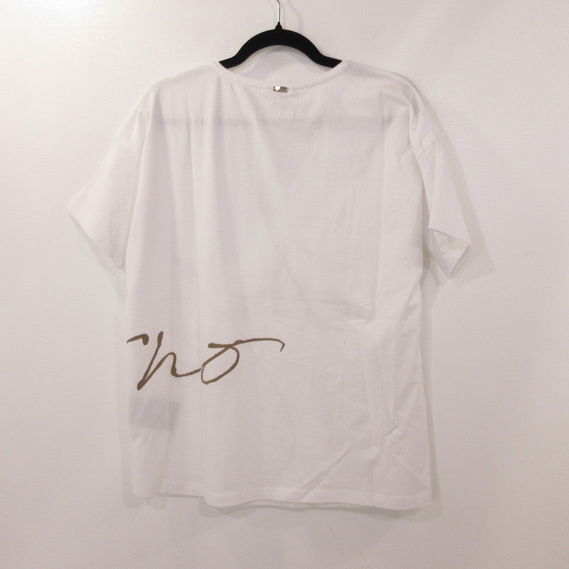 【中古】Herno | ヘルノ 手描き風ロゴプリントTシャツ 半袖Ｔシャツ JG000178D ホワイト サイズ：44
