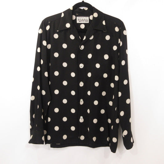 【中古】WACKOMARIA | ワコマリア DOTS HAWAIIAN SHIRT L/S 長袖シャツ 20SSE-WMS-HI05 ブラック サイズ：S