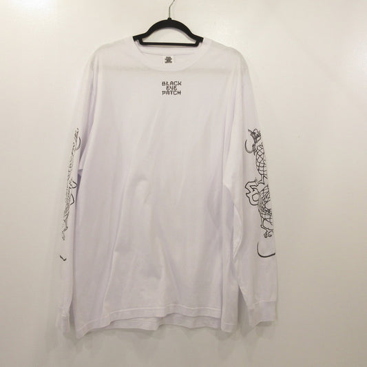 【中古】BlackEyePatch | ブラックアイパッチ KANJI DRAGON L/S TEE 長袖Ｔシャツ ホワイト サイズ：XL