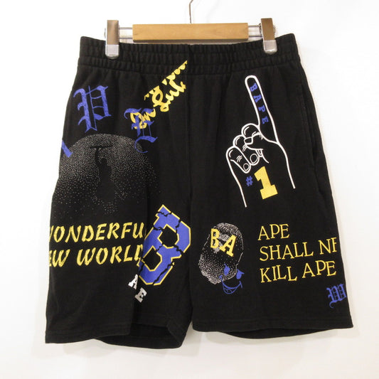 【中古】A BATHING APE | アベイシングエイプ MULTI PRINT SWEAT SHORTS ショートパンツ 001SPH301002X ブラック サイズ：S