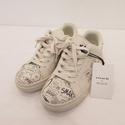 【中古】COACH | コーチ ハイラインスニーカーニュースペーパープリント スニーカー CBP14 アイボリー 23cm