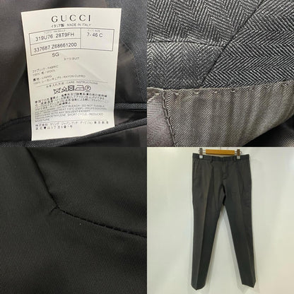 【中古】GUCCI | グッチ マイクロヘリンボーン セットアップ 337687 国内正規品 グレー サイズ：46