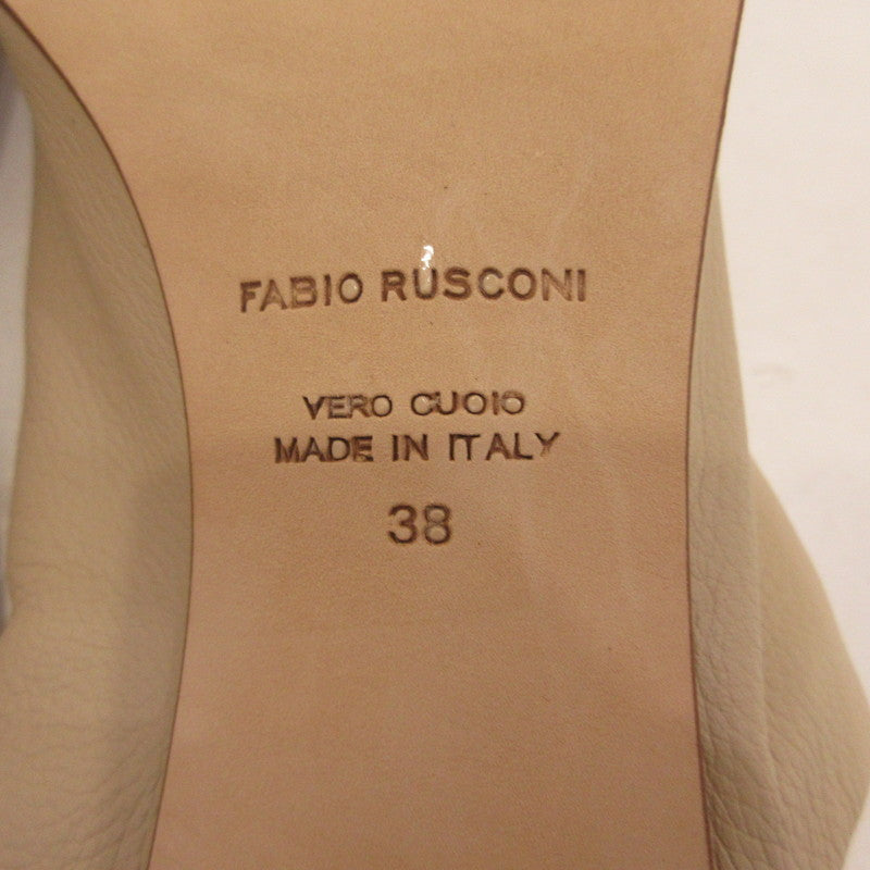 【中古】FABIO RUSCONI | ファビオルスコーニ スクエアトウソフトレザーミュールサンダル サンダル F32004 ベージュ