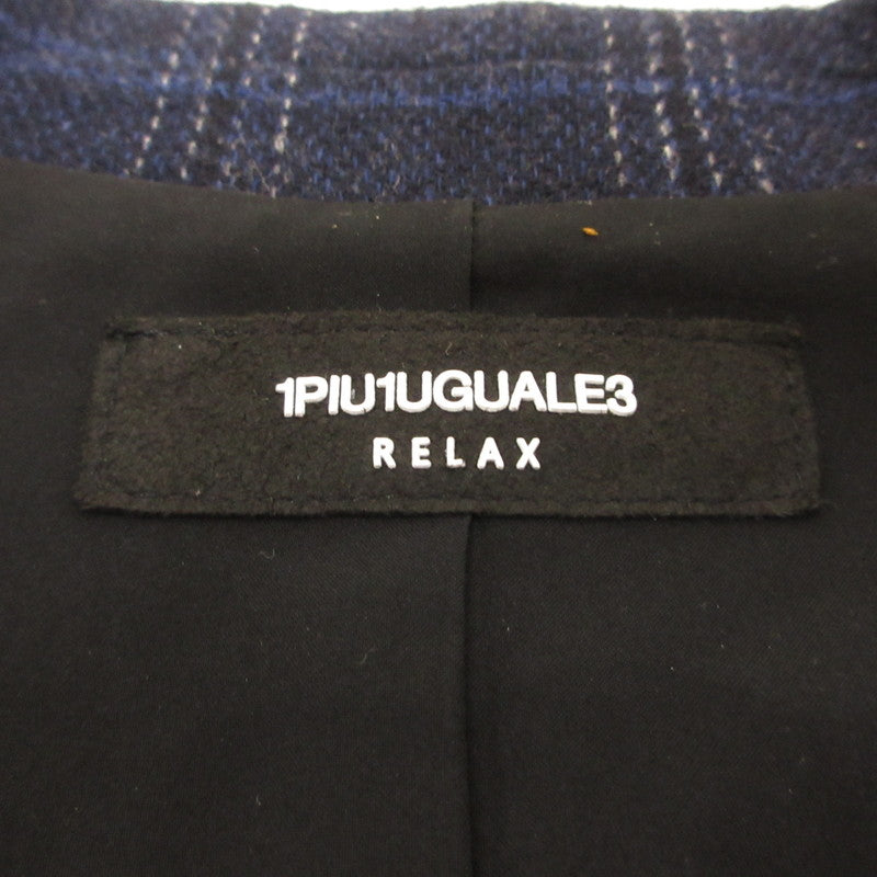 【中古】1 PIU 1 UGUALE 3(志風音) | ウノピュウノウグァーレトレシフォン チェックウール2Bジャケット テーラードジャケット ネイビー サイズ：M