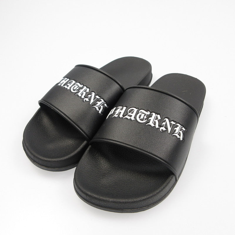 【中古】PHATRNK | ファットランク OLD ENGLISH LGOO SLIDE SANDAL サンダル ブラック 24cm