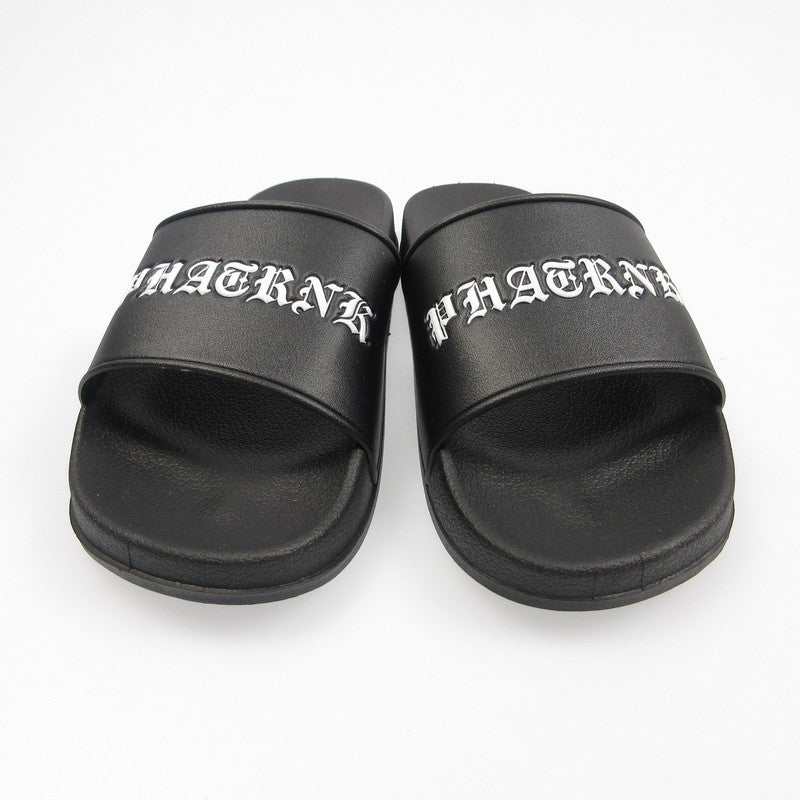 【中古】PHATRNK | ファットランク OLD ENGLISH LGOO SLIDE SANDAL サンダル ブラック 24cm