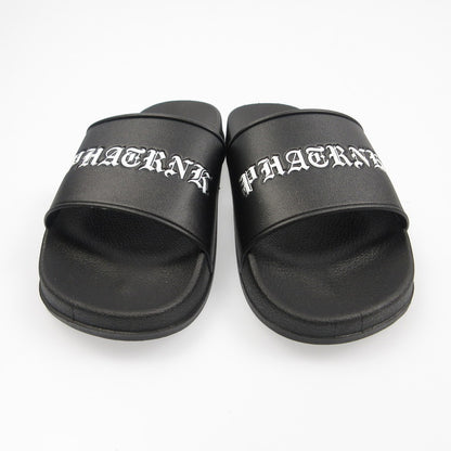 【中古】PHATRNK | ファットランク OLD ENGLISH LGOO SLIDE SANDAL サンダル ブラック 24cm