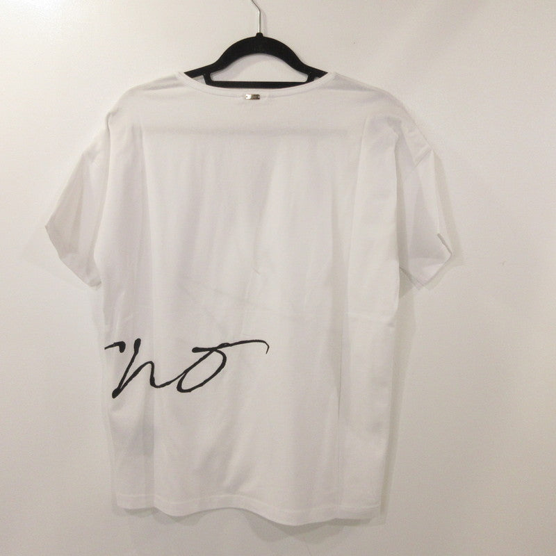 【中古】Herno | ヘルノ 手描き風ロゴプリントTシャツ 半袖Ｔシャツ JG000178D 国内正規品 2023S/S ホワイト サイズ：42