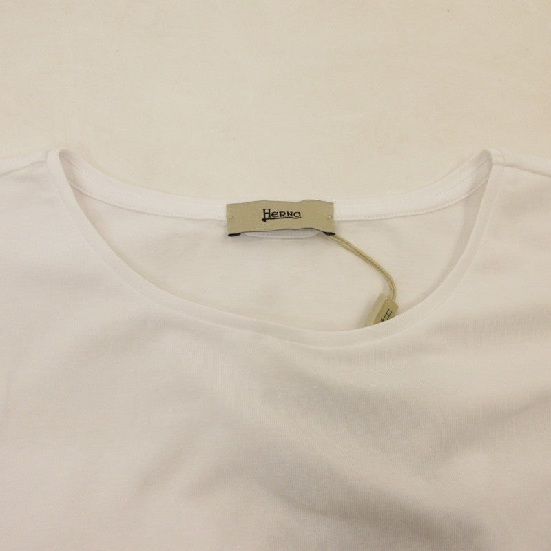 【中古】Herno | ヘルノ 手描き風ロゴプリントTシャツ 半袖Ｔシャツ JG000178D 国内正規品 2023S/S ホワイト サイズ：42