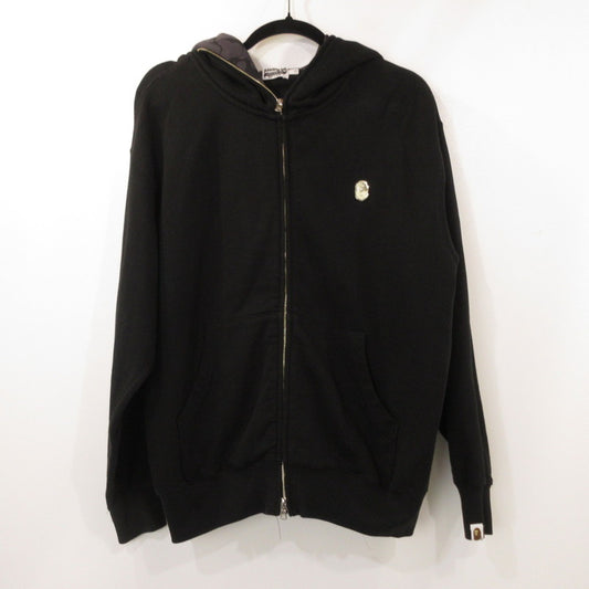 【中古】A BATHING APE | アベイシングエイプ METAL ONE POINT FULL ZIP HOODIE パーカー 001ZPL301301M ブラック サイズ：S