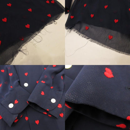 Needles | ニードルス Heart Print Shirt 長袖シャツ EJ186 カットオフ加工 ネイビー サイズ：M【姫路東店】