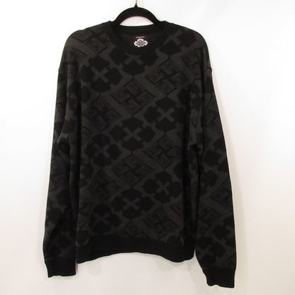 【中古】BUDSPOOL | バッズプール 花罰家紋 COTTON KNIT JACQUARD SWEATER セーター ブラック サイズ：XL