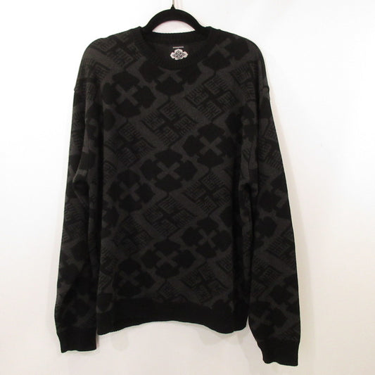 【中古】BUDSPOOL | バッズプール 花罰家紋 COTTON KNIT JACQUARD SWEATER セーター ブラック サイズ：XL