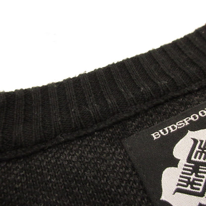 【中古】BUDSPOOL | バッズプール 花罰家紋 COTTON KNIT JACQUARD SWEATER セーター ブラック サイズ：XL