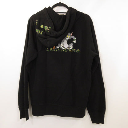 【中古】A BATHING APE | アベイシングエイプ TOM AND JERRY FOOTPRINTS PULLOVER HOODIE パーカー 001PPH231911X ブラック サイズ：L