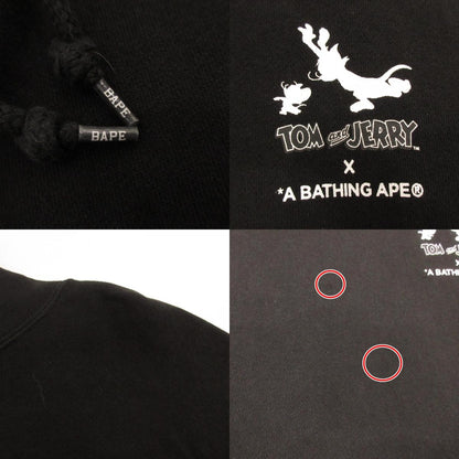 【中古】A BATHING APE | アベイシングエイプ TOM AND JERRY FOOTPRINTS PULLOVER HOODIE パーカー 001PPH231911X ブラック サイズ：L