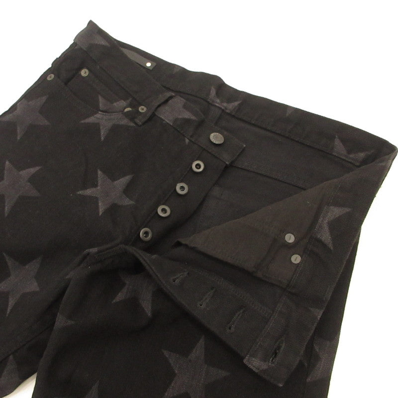 【中古】TAKAHIRO MIYASHITA TheSoloist. | タカヒロミヤシタソザソロイスト star patterned stretch slim tapered 6 pocket jean デニムパンツ SMD.0002 ブラック サイズ：34