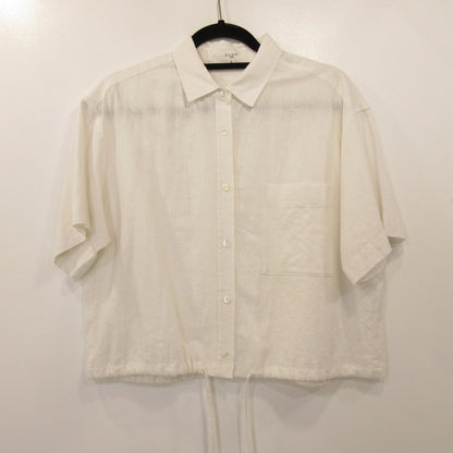 【中古】23ku | 23区 ブライトリネンクロップドシャツ 半袖シャツ 7099586 SLOW ホワイト サイズ：38