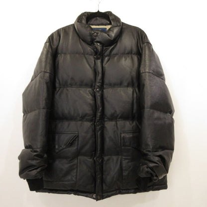 【中古】 レザーダウンジャケット ダウンジャケット ブラック サイズ：XL