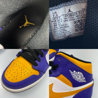 [Used] NIKE | Nike AIR JORDAN 1 MID LAKERS Sneakers DQ8426-517 Year: 2022 A/W Multi-color 25.5cm