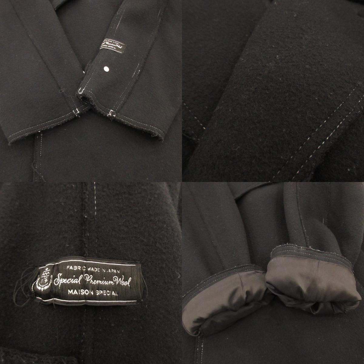 【中古】MAISON SPECIAL | メゾンスペシャル ウールカットオフステッチダブルオーバーコート その他アウター 11222161203 ｻｲｽﾞ:0 ブラック