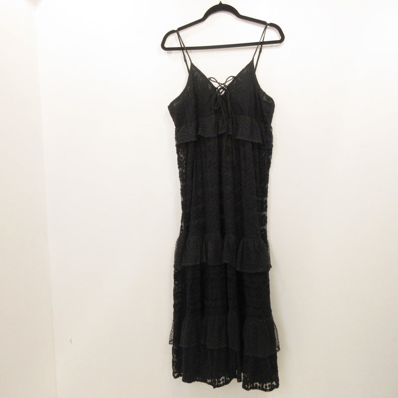 Patchwork Three-Tier Lace Camisole Dress 1814252400048 Black