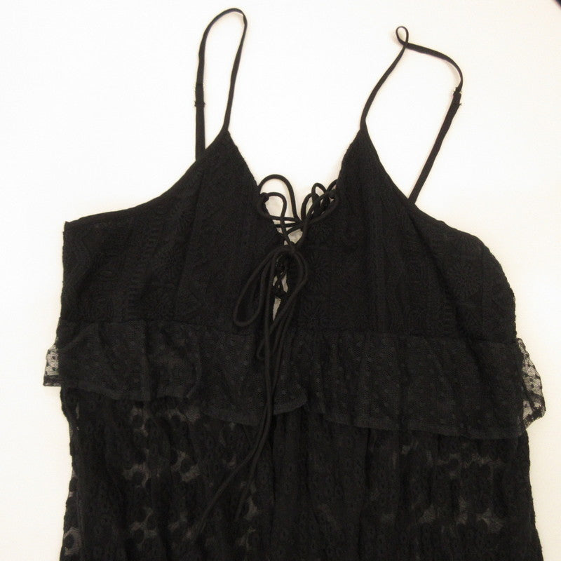 Patchwork Three-Tier Lace Camisole Dress 1814252400048 Black