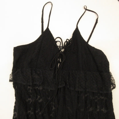 Patchwork Three-Tier Lace Camisole Dress 1814252400048 Black