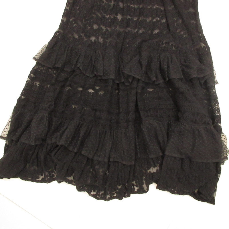 Patchwork Three-Tier Lace Camisole Dress 1814252400048 Black