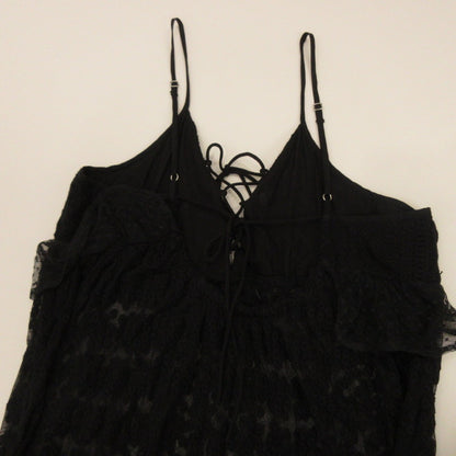 Patchwork Three-Tier Lace Camisole Dress 1814252400048 Black