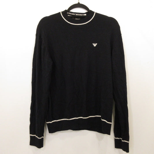 【中古】Emporio Armani | エンポリオ・アルマーニ バージンウール ジャカードロゴディテール セーター 6D1MXH 1MJLZ ネイビー サイズ：M