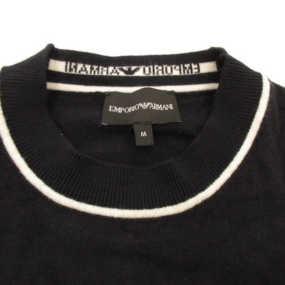【中古】Emporio Armani | エンポリオ・アルマーニ バージンウール ジャカードロゴディテール セーター 6D1MXH 1MJLZ ネイビー サイズ：M