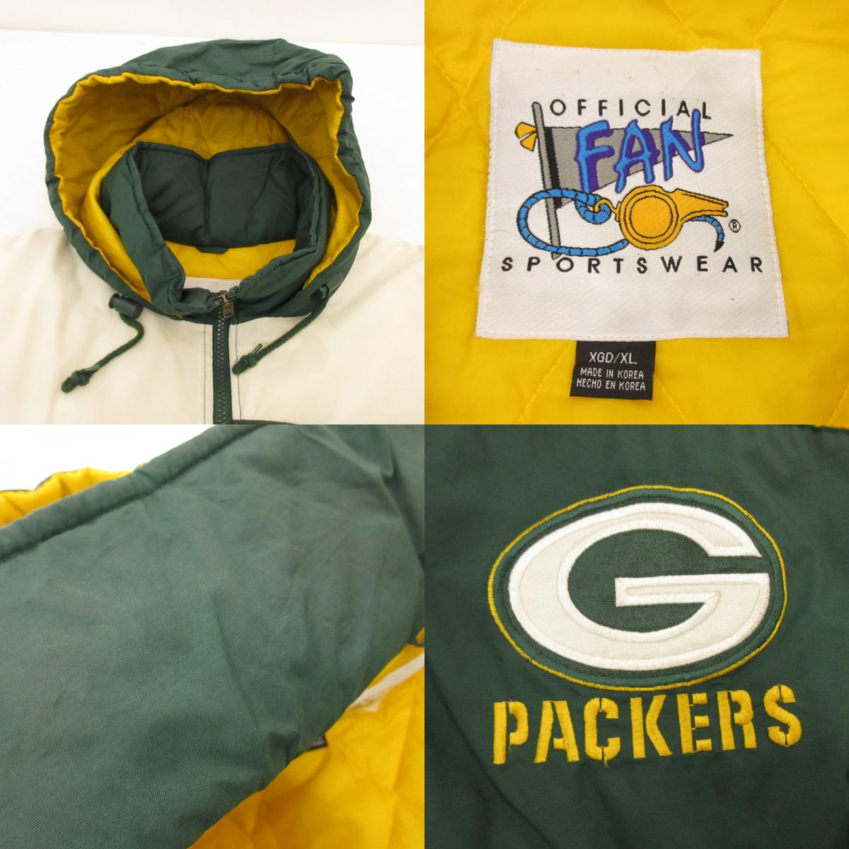 【中古】 Green Bay Packers 中綿ジャケット 年式:90s グリーン サイズ：XL